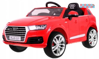 Czerwone Audi Q7 Quattro S-Line na akumulator - 2X45W, Pilot, Wolny Start, EVA, Radio MP3, LED