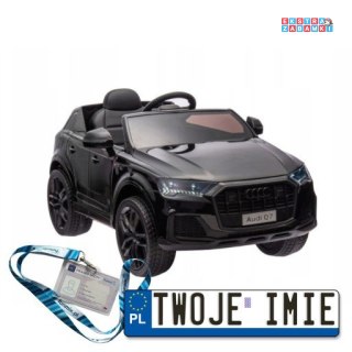 Czarne Audi Q7 na akumulator - 2x45W, 12V/7Ah, lakierowany, ekoskóra, EVA, MP3 - [19523]