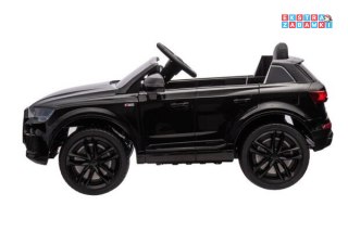 Czarne Audi Q7 na akumulator - 2x45W, 12V/7Ah, lakierowany, ekoskóra, EVA, MP3 - [19523]