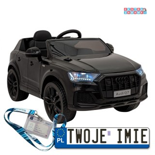 Czarny Audi Q7 new Lift na akumulator - ekoskóra, koła EVA, bluetooth, MP3, pasy