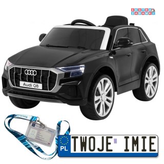 Czarny Audi Q8 Lift na akumulator - Pilot, EVA, Wolny Start, MP3, USB, LED