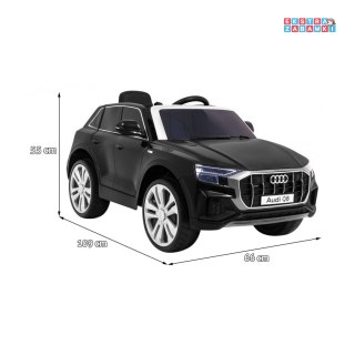 Czarny Audi Q8 Lift na akumulator - Pilot, EVA, Wolny Start, MP3, USB, LED