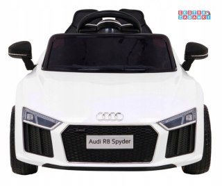 Audi R8 na akumulator - biały, 2x35W 6V/9Ah, pilot, EVA, wolny start, MP3, LED [HL1818]