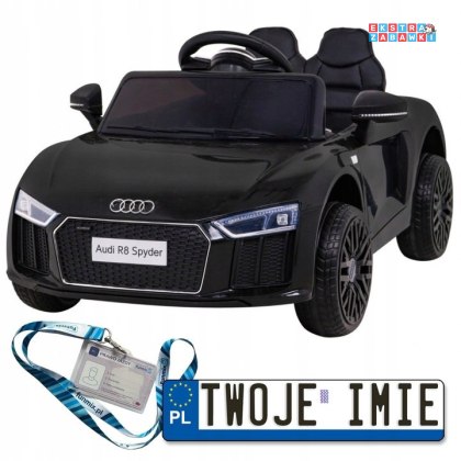 Czarne Audi R8 na akumulator - 2x35W, 6V/9Ah, pilot, EVA, wolny start, MP3, LED - [HL1818]