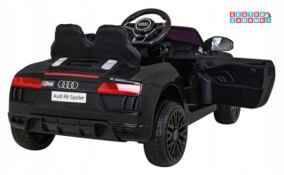 Czarne Audi R8 na akumulator - 2x35W, 6V/9Ah, pilot, EVA, wolny start, MP3, LED - [HL1818]