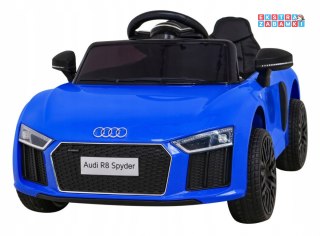 Niebieskie Audi R8 na akumulator - 2x35W, 6V/9Ah, pilot, EVA, wolny start, MP3, LED - [HL1818]