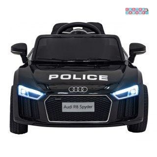 Czarne Audi R8 na akumulator - 2x35W, 6V/9Ah, pilot, EVA, wolny start, MP3, LED - [HL1818]