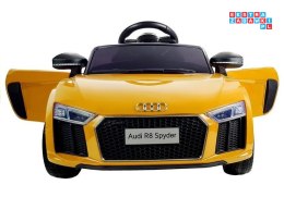 [2329] Audi R8 Spyder na akumulator 2x45W 6V/9Ah z pilotem ekoskóra EVA LED - żółty