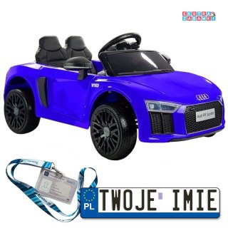 Fioletowe Audi R8 Spyder na akumulator - 2x45W, ekoskóra, EVA, LED, MP3