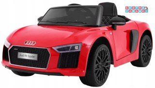 Czerwone Audi R8 Spyder na akumulator - 2x45W, 12V/7Ah, Pilot, EVA, Wolny Start, MP3, LED - [JJ2198]