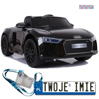 Czarne Audi R8 na akumulator - Pilot, 2x45W, EVA, LED, Ekoskóra