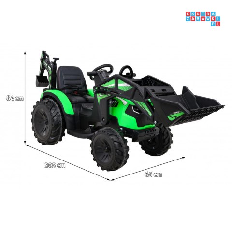 [SX2068] Wielki traktor 720-T z przyczepką i łyżką 2X200W 24V/10Ah ekoskóra pilot pokrowiec MP3
