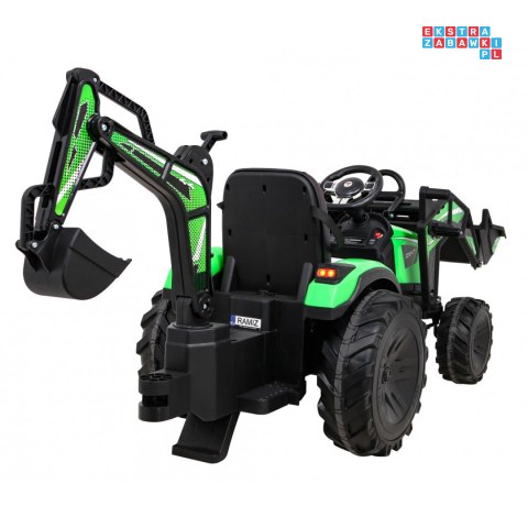 [SX2068] Wielki traktor 720-T z przyczepką i łyżką 2X200W 24V/10Ah ekoskóra pilot pokrowiec MP3