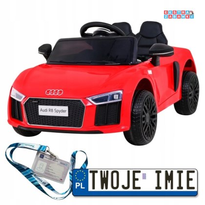 Czerwone Audi R8 na akumulator - 2x35W, 6V/9Ah, pilot, EVA, wolny start, MP3, LED - [HL1818]