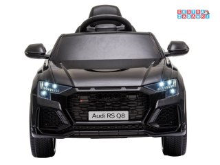 Czarne Audi RS Q8 na akumulator - 2x45W, 12V/7Ah, Bluetooth, ekoskóra, EVA, LED - [7903]