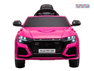 Różowe Audi RS Q8 na akumulator - 2x45W, 12V/7Ah, Bluetooth, ekoskóra, EVA, LED - [7899]