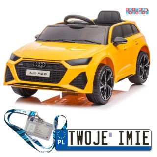 Żółte Audi RS6 na akumulator - 2x45W, 12/4.5Ah, Pilot, LED, EVA - [11967]