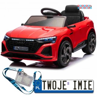 Czerwone Audi SQ8 na akumulator - 2x35W, 12V/9Ah, ekoskóra, EVA, bluetooth - [BRD-2168]