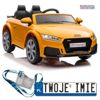 Pomarańczowe Audi TT RS na akumulator - 2x45W, Pilot, ekoskóra, EVA, LED