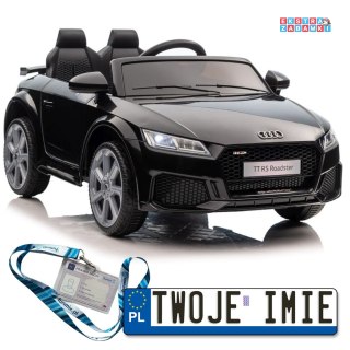 Czarne Audi TT RS Roadster na akumulator - 2x45W, ekoskóra, EVA, LED, MP3