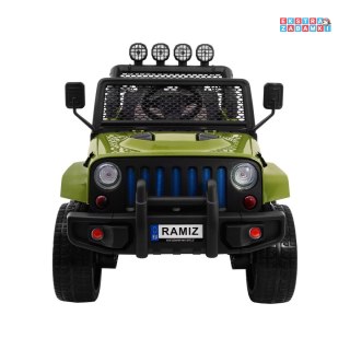 Zielone Auto terenowe Raptor Drifter na akumulator - 4x45W, 12V/10Ah, pilot, led, mp3 - [S2388]