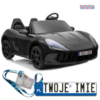 Czarne Auto A021 na akumulator - Bluetooth, Ekoskóra, LED, MP3
