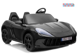 Czarne Auto A021 na akumulator - Bluetooth, Ekoskóra, LED, MP3