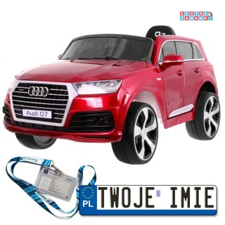 Czerwone Audi Q7 Lift na akumulator - lakier, pilot, EVA, MP3, LED