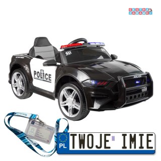 Czarne Auto BBH0007 na akumulator - Ekoskóra, Koła EVA, LED, Wejście MP3, USB