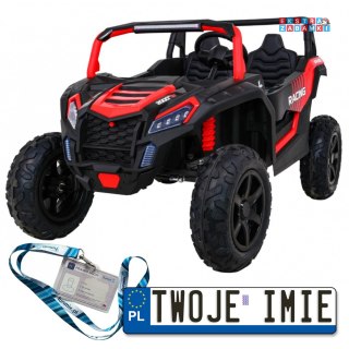 Czerwony Buggy ATV strong racing na akumulator - czerwony, 180W 24V/14Ah, pompowane koła, audio, LED [A032-STRONG]