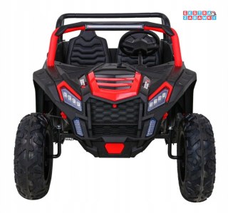 Czerwony Buggy ATV strong racing na akumulator - czerwony, 180W 24V/14Ah, pompowane koła, audio, LED [A032-STRONG]