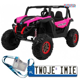 Różowy SUPERSTAR UTV-MX buggy na akumulator dwuosobowy - różowy, 4x45W, 12V/14Ah, pilot, pokrowiec, LED, BT [XMX-603]