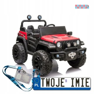 Czerwone Auto HC8988 na akumulator - 4X45W, ekoskóra, koła EVA, bluetooth, pasy