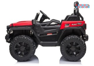 Czerwone Auto HC8988 na akumulator - 4X45W, ekoskóra, koła EVA, bluetooth, pasy