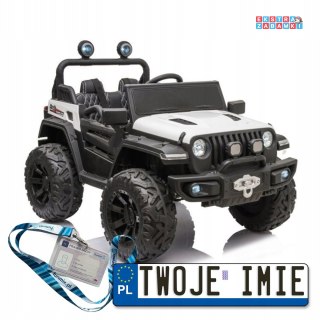 Białe Auto HC8988 na akumulator - 4X45W, ekoskóra, koła EVA, bluetooth, pasy