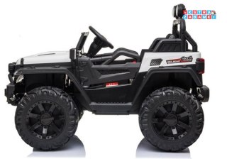 Białe Auto HC8988 na akumulator - 4X45W, ekoskóra, koła EVA, bluetooth, pasy