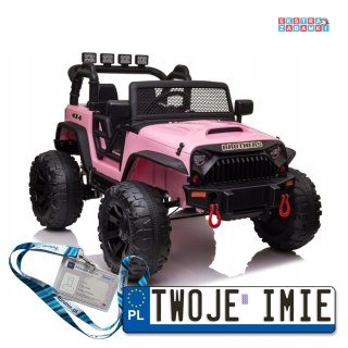 Różowe Auto JC666 na akumulator - 2x200W, 24V/7Ah, ekoskóra, EVA, MP3, bluetooth - [7487]