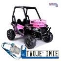[7471] Auto terenowe buggy JS360-1 na akumulator 2x200W 24V/7Ah Ekoskóra Koła EVA LED MP3 Pasy - różowy