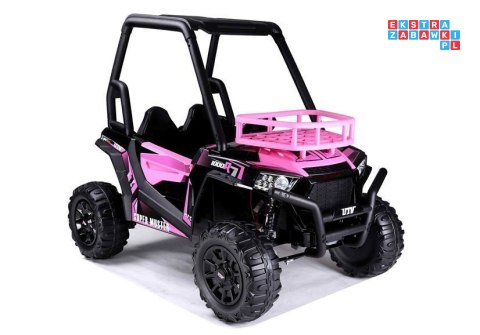 [7471] Auto terenowe buggy JS360-1 na akumulator 2x200W 24V/7Ah Ekoskóra Koła EVA LED MP3 Pasy - różowy