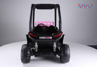 Różowe JS360-1 buggy na akumulator dwuosobowy - różowy, 2x200W, ekoskóra, koła EVA, LED, MP3, pasy [7471]