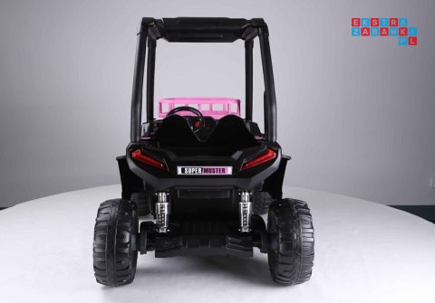 [7471] Auto terenowe buggy JS360-1 na akumulator 2x200W 24V/7Ah Ekoskóra Koła EVA LED MP3 Pasy - różowy