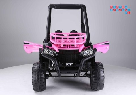 [7471] Auto terenowe buggy JS360-1 na akumulator 2x200W 24V/7Ah Ekoskóra Koła EVA LED MP3 Pasy - różowy