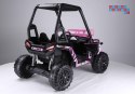 [7471] Auto terenowe buggy JS360-1 na akumulator 2x200W 24V/7Ah Ekoskóra Koła EVA LED MP3 Pasy - różowy