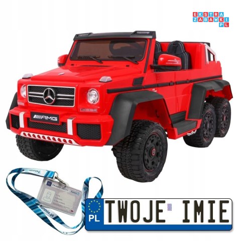 Auto Mercedes G63 6x6 dla dzieci + 2 Pedały gazu + Regulacja siedzenia + Audio LED + Bagażnik + Kufer dla rodzica