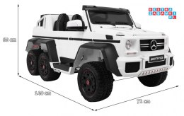 Auto Mercedes G63 6x6 dla dzieci + 2 Pedały gazu + Regulacja siedzenia + Audio LED + Bagażnik + Kufer dla rodzica