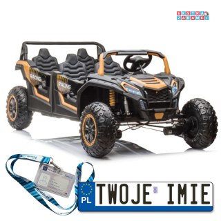 Czarny Buggy A033 na akumulator czteroosobowy - czarny, Ekoskóra, EVA, LED [11960]