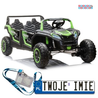 Zielony A033 buggy na akumulator czteroosobowy - zielony, Ekoskóra, EVA, LED [11959]