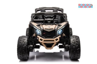 Beżowe Auto Buggy na akumulator - beżowy, ekoskóra, EVA, LED, Bluetooth, Radio FM