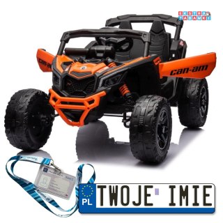 Pomarańczowe Buggy na akumulator - 4x4 - pomarańczowy, 4x200W, ekoskóra, EVA, LED, Bluetooth [17293]
