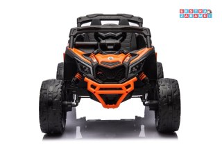 Pomarańczowe Buggy na akumulator - 4x4 - pomarańczowy, 4x200W, ekoskóra, EVA, LED, Bluetooth [17293]